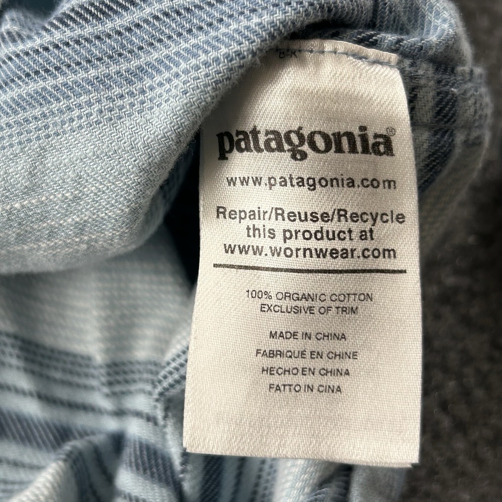 Patagonia Shirt Men XXL Lightweight Long Sleeve Fjord Flannel Blue Stripe Cotton - Picture 5 of 13